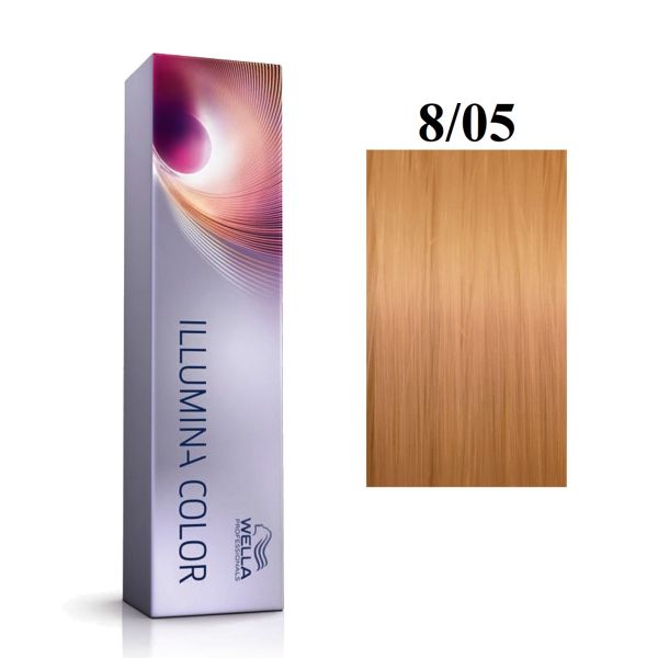 Vopsea permanenta Wella Professionals Illumina Color 8/05, Blond Deschis Natural Mahon, 60ml 8005610543383